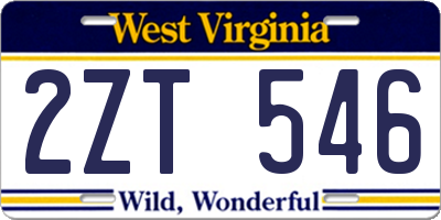 WV license plate 2ZT546