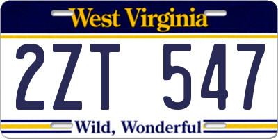 WV license plate 2ZT547