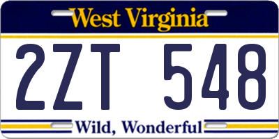 WV license plate 2ZT548