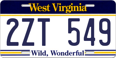 WV license plate 2ZT549