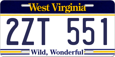 WV license plate 2ZT551