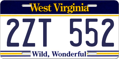 WV license plate 2ZT552