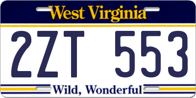 WV license plate 2ZT553