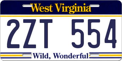 WV license plate 2ZT554