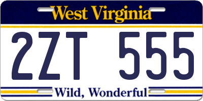 WV license plate 2ZT555