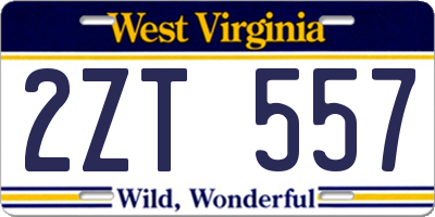 WV license plate 2ZT557