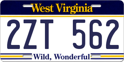 WV license plate 2ZT562