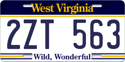 WV license plate 2ZT563