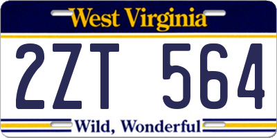 WV license plate 2ZT564