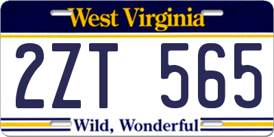 WV license plate 2ZT565