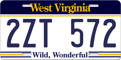 WV license plate 2ZT572