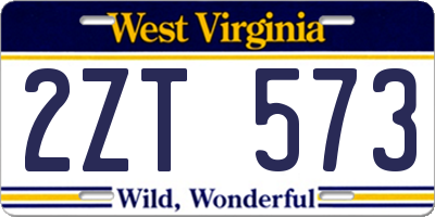 WV license plate 2ZT573