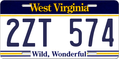 WV license plate 2ZT574