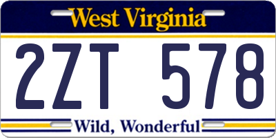 WV license plate 2ZT578