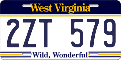 WV license plate 2ZT579