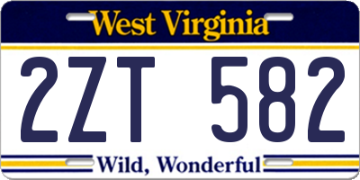 WV license plate 2ZT582