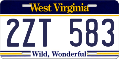 WV license plate 2ZT583