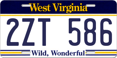 WV license plate 2ZT586