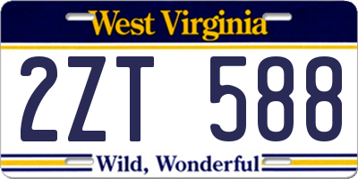 WV license plate 2ZT588