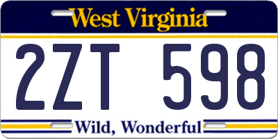 WV license plate 2ZT598