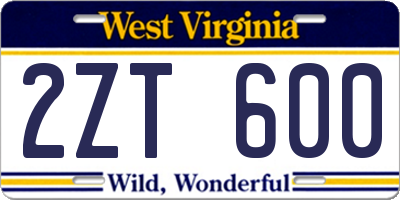 WV license plate 2ZT600