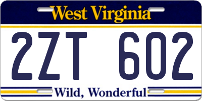 WV license plate 2ZT602