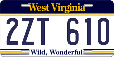 WV license plate 2ZT610