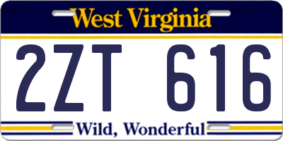 WV license plate 2ZT616