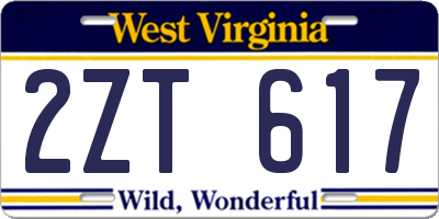 WV license plate 2ZT617