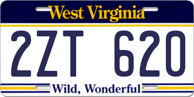 WV license plate 2ZT620