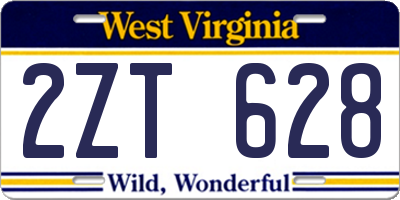 WV license plate 2ZT628