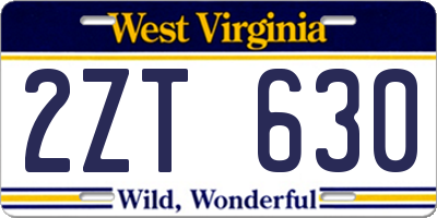 WV license plate 2ZT630
