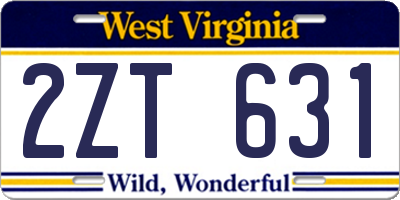 WV license plate 2ZT631