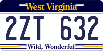 WV license plate 2ZT632