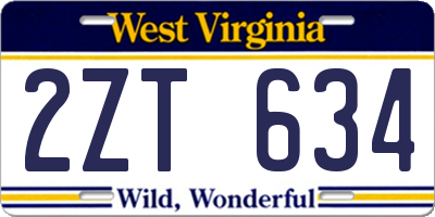 WV license plate 2ZT634