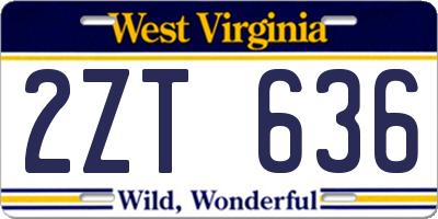 WV license plate 2ZT636