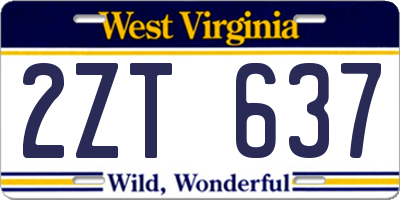 WV license plate 2ZT637