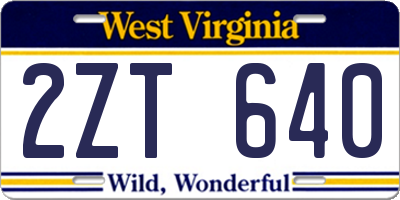 WV license plate 2ZT640