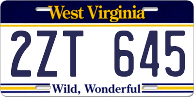 WV license plate 2ZT645