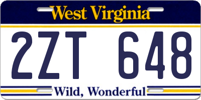 WV license plate 2ZT648