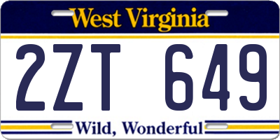 WV license plate 2ZT649