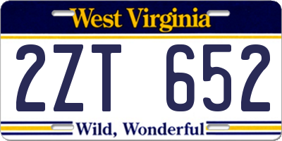 WV license plate 2ZT652