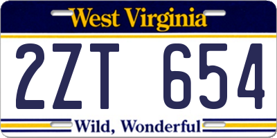 WV license plate 2ZT654