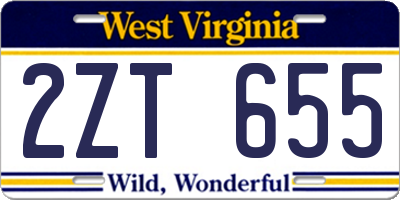 WV license plate 2ZT655