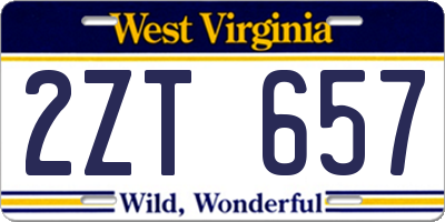 WV license plate 2ZT657