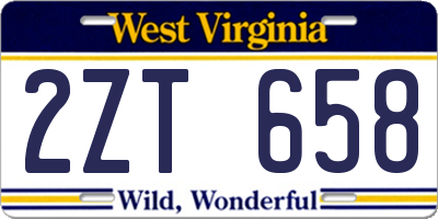 WV license plate 2ZT658