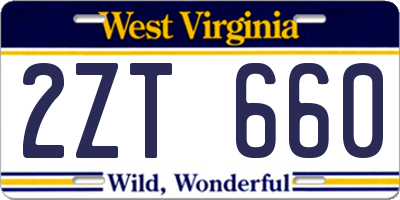 WV license plate 2ZT660
