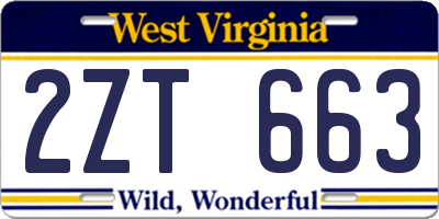 WV license plate 2ZT663