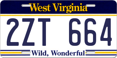 WV license plate 2ZT664