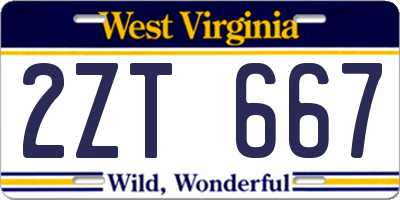 WV license plate 2ZT667